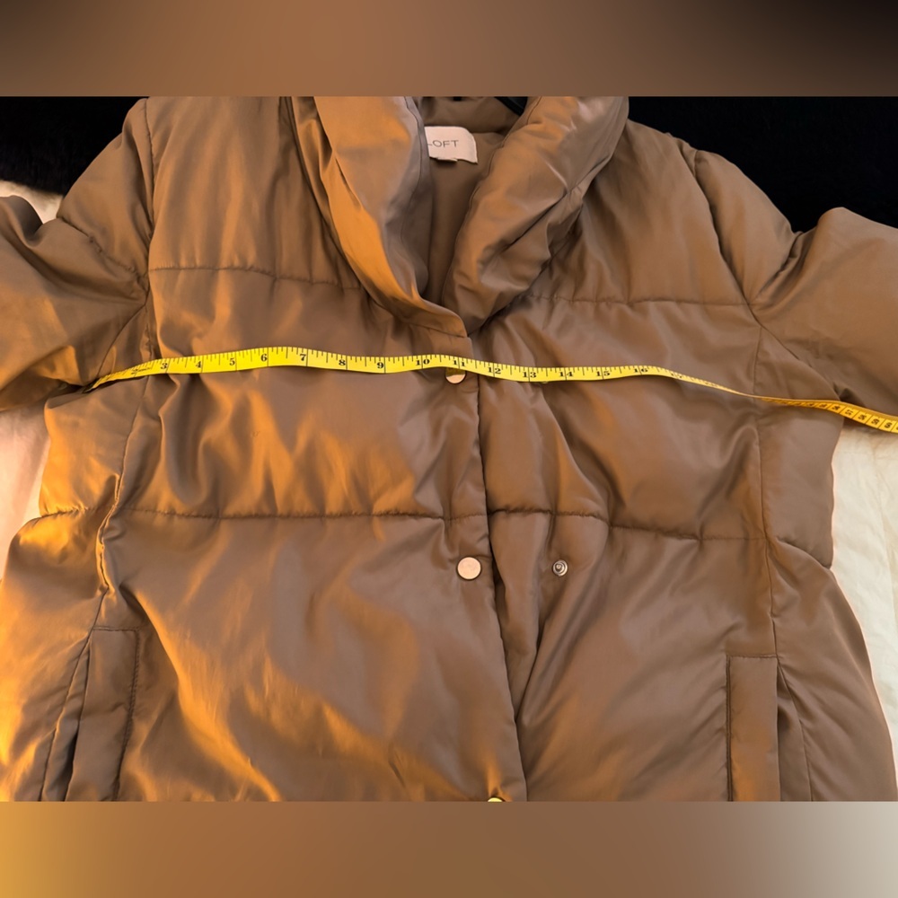 LOFT Tan Puffer Jacket Coat - Picture 6 of 8